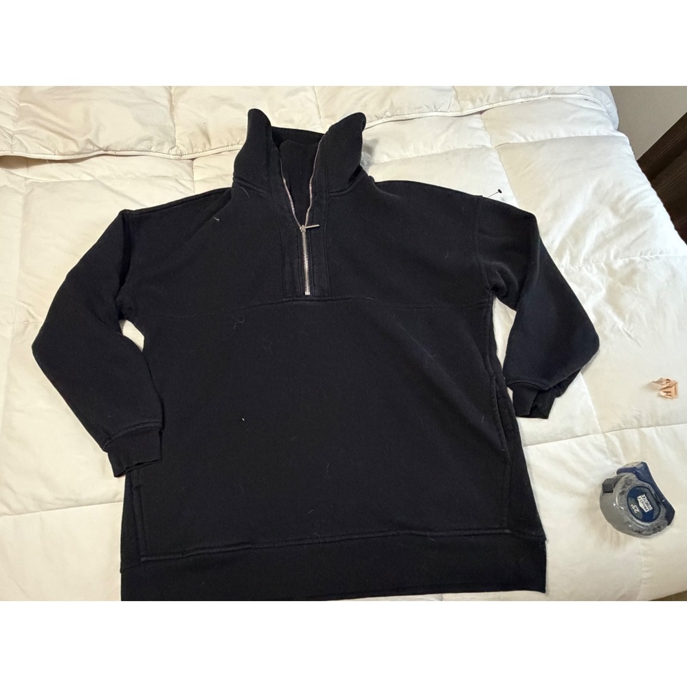 Old Navy Mens Quarter Zip Sweatshirt Black Fleece Pullover Small
